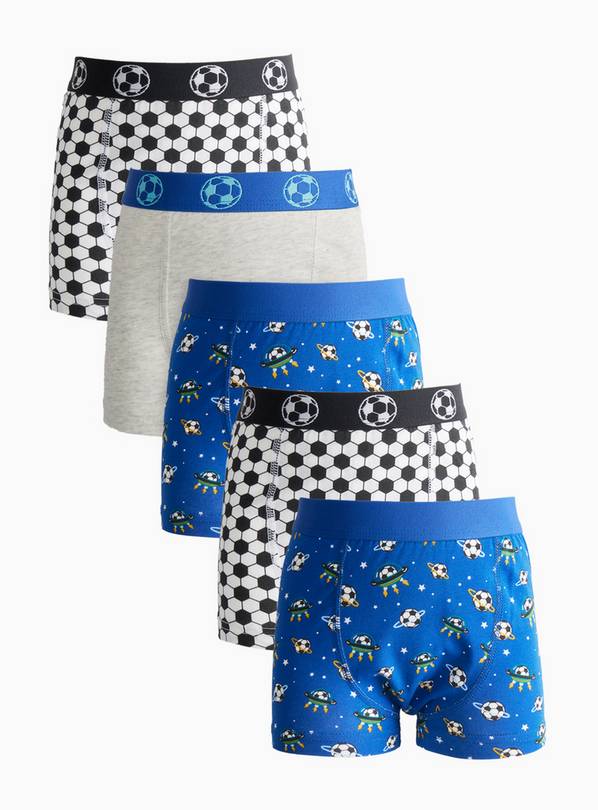 Football Printed Trunks 5 Pack 8-9 years